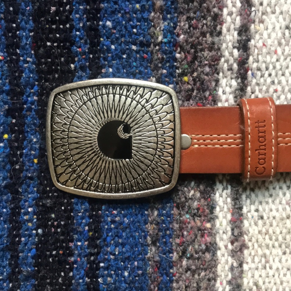 Carhartt Brown Leather Belt with Removable Buckle